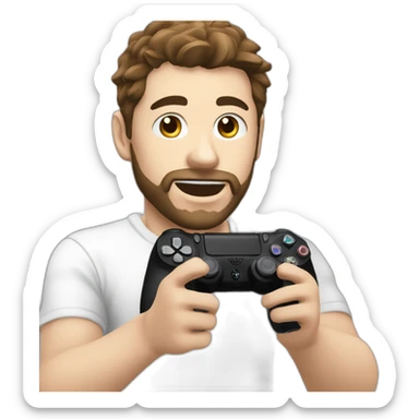 Homme blanc avec cheveux noir en train de jouer avec manette ps4 sticker