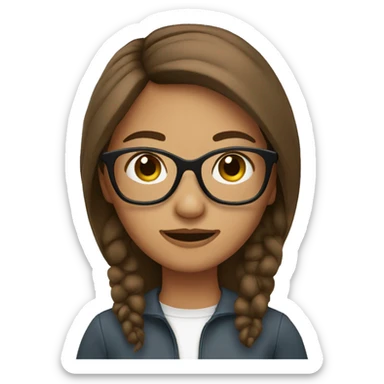 brown hair girl with glases sticker
