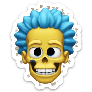 skull with bart simpson hair that's the same color as the skull with blue eyes sticker