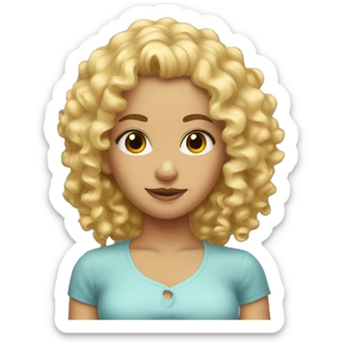 blonde curly girl with very big forehead  sticker