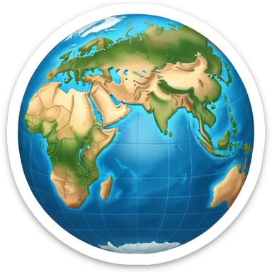 Earth globe showing continents and oceans sticker