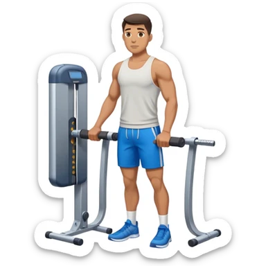 standing fit man with blue shorts cable-machine-exercise sticker