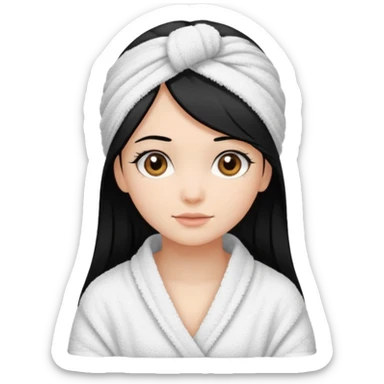 Menina de cabelo liso médio preto com olhos castanhos puxado com toalha de banho  sticker