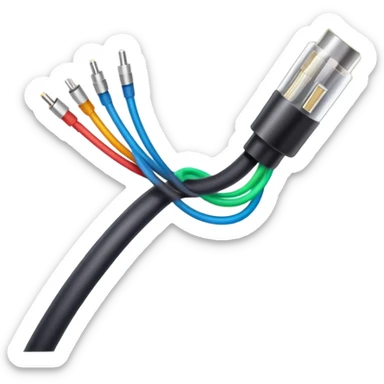 optical fiber cable with glowing light transmission, colorful fiber optic cable sticker