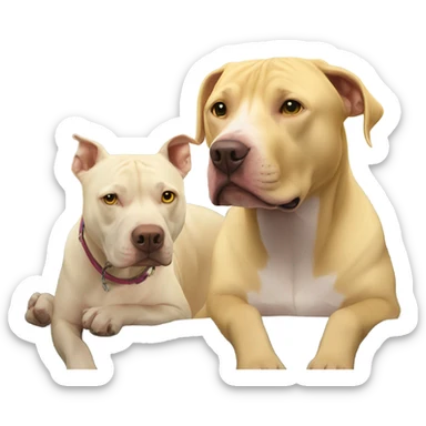 Fond color pitbull and yellow lab hanging out sticker