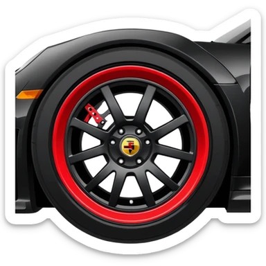 black porsche gt3, black rims, red caliper sticker