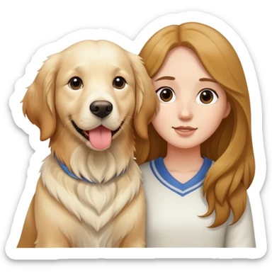 English cream retriever and a girl with long brown hair sticker