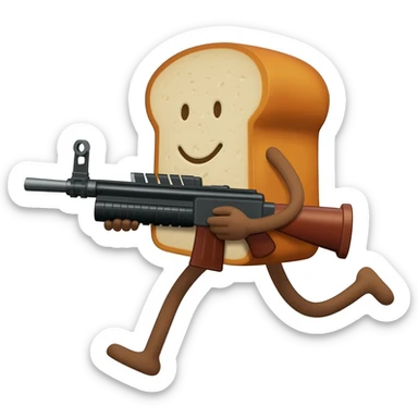 Bread running holding a bazooka sticker