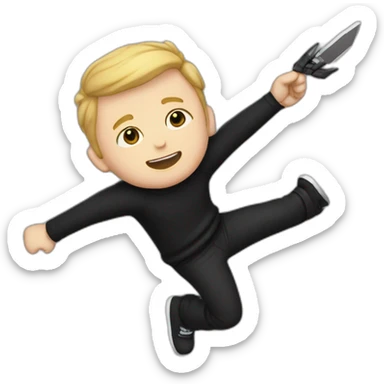 White boys with black clothes flip a Balisong and throw it in the air sticker