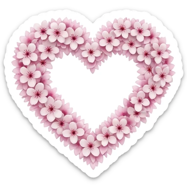 goth sakura heart, heart made of white sakura petals with pink accents sticker