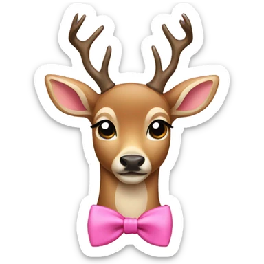 deer with pink bow sticker