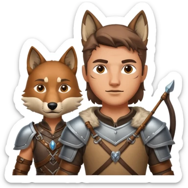 un archer avec un loup de conpagnie sticker