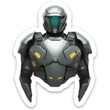 futuristic Autonomous Combat armored crimsom breastplate sticker