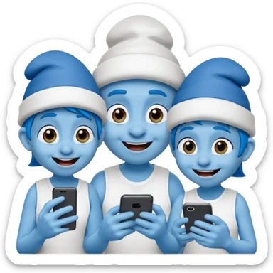 Smurf community with phones sticker