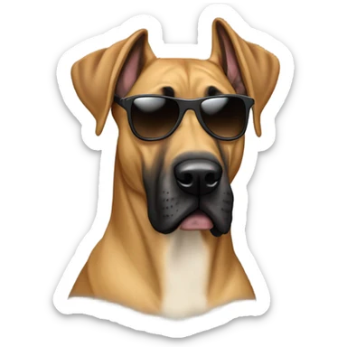 Great Dane mixed with malinois wearing sunglasses  sticker