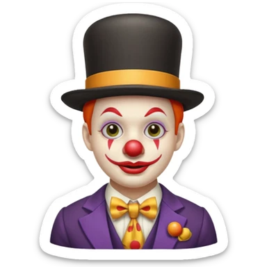 Clown in bowler hat & long tie sticker