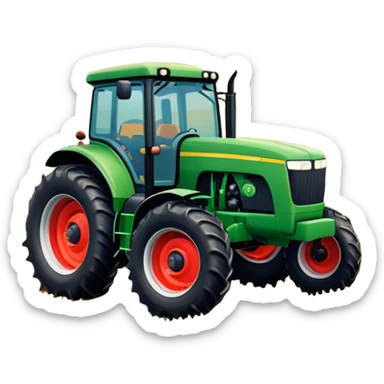 An icon showing close-up tractor in a colorful rural landscape, inspired by Farming Simulator 22. The design features vibrant fields, barns, and crops under a bright sky, with tractors working the land. The peaceful and immersive farming environment is highlighted with a transparent background sticker