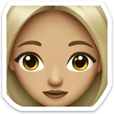 glamorous baddie long brown hair with green eyes beige skin sticker