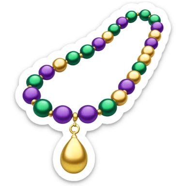 Mardi Gras purple, green and gold beads sticker