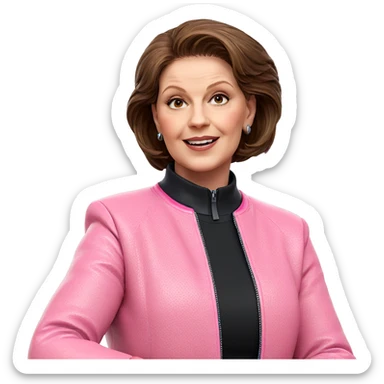 smiling girl in pink jacket sticker