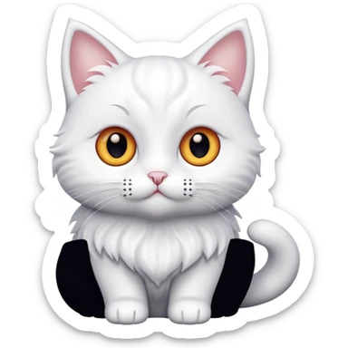 Isolated, breathtakingly vivid and intricately detailed digital illustration of the most incredibly adorable pure white ultra fluffy cat with cute large eyes figurine imaginable, toy style. sticker