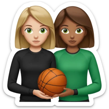 Maman cheveux marrons chemise noir et fille cheveux blond yeux verts tricot sport  sticker