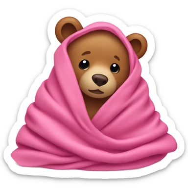 bear wrapped in pink blanket sticker