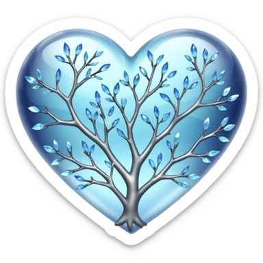 Natural crystal branches heart sticker