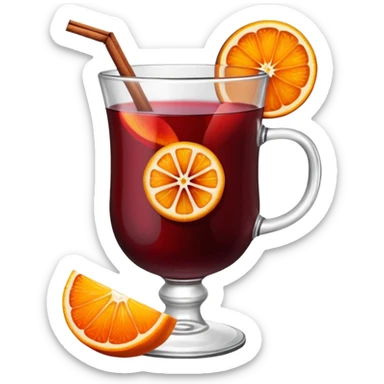 mulled wine in glass cup without straw sticker