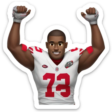 Ohio state football player making the letter O with his Arms sticker