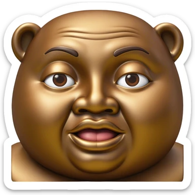 Cinematic Realistic Botero Sculpture Pop Culture Emoji, featuring an exaggerated, whimsical portrayal inspired by the famed sculptor rendered with dynamic textures and vibrant, artistic lighting. sticker
