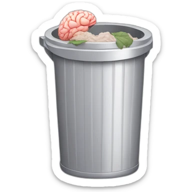 a trash can with a brain instead of the lid sticker