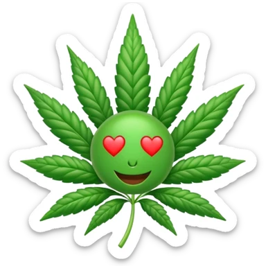 cannabis emoji with hearts sticker