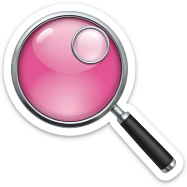 mix light pink dark pink and white girly chrome internet logo with a magnifying glass sticker