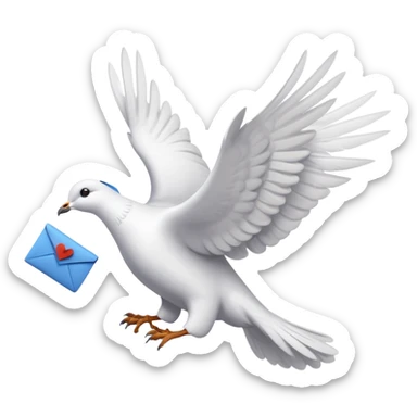 a dove flies with a letter in its paws sticker