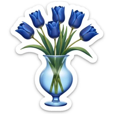 Navy blue tulips in glass vase  sticker