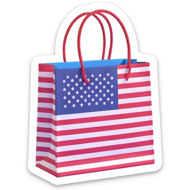 shopping bag with USA flag pattern sticker