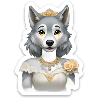 Wolf in bridal dress sticker
