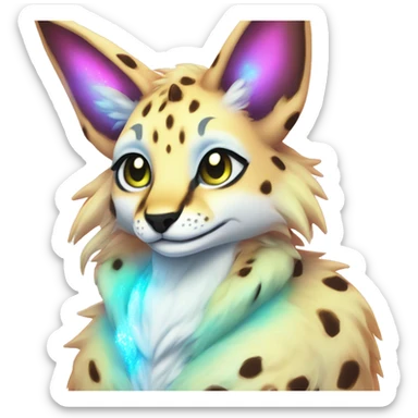 Cute Kawaii Epic Ethereal Sparkly Colorful Sergal-Serval-Vernid full body sticker