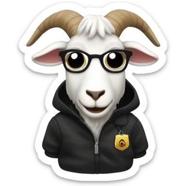 Goat in puffy black coat driving 2024 hummerEV sticker