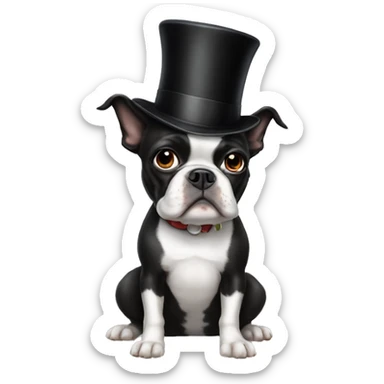Boston terrier wearing a top hat sticker