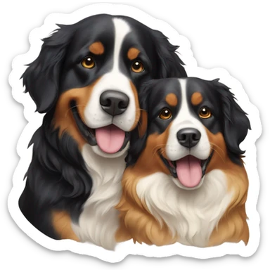golden retriever and Bernese mountain dog playing together sticker