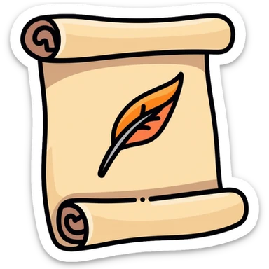 medieval parchment document with quill pen sticker