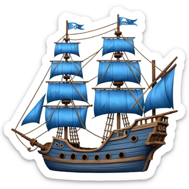 blue pirate ship sticker