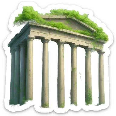 Overgrown Roman temple in the clouds sticker