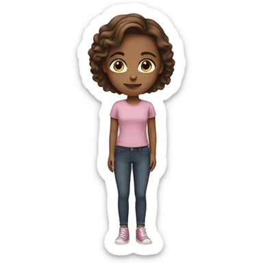 Girl with mid-length brown hair sticker