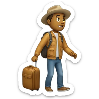 Hombre prepararndo su mochila para un viaje sticker