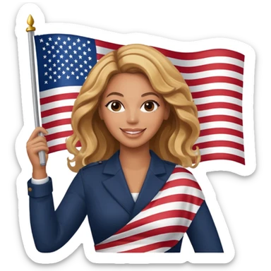 Beyonce with holding  american flag sticker