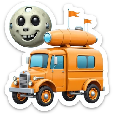  antique tall med truck robotic twelve passenger Moon rover Scooby Doo sticker