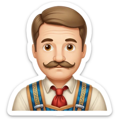 Middle aged man with mustache dressed in traditional Oktoberfest clothes. sticker
